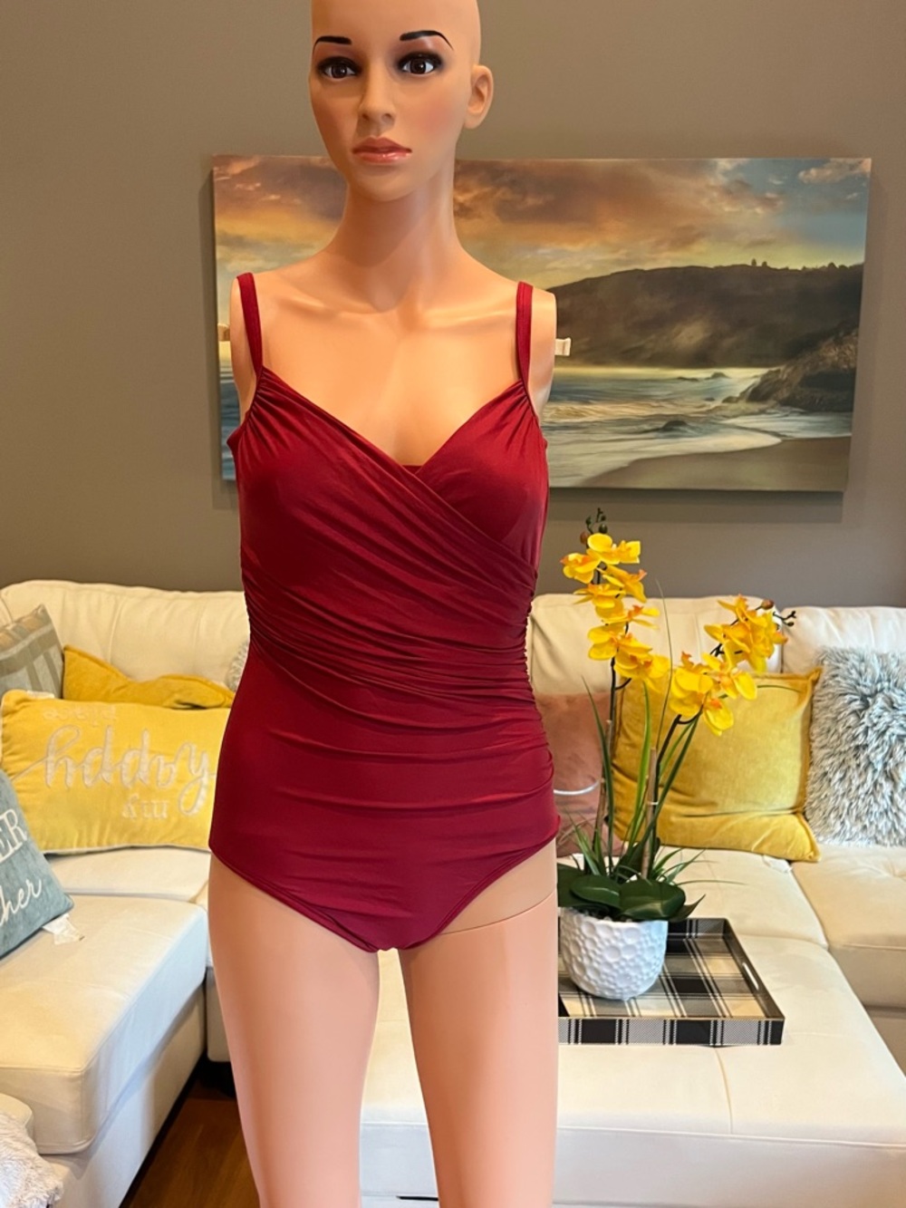 Jantzen Wrap-Front One-Piece Swimsuit in Deep Red